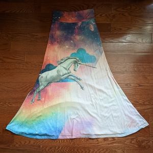 Too Fast Clothing Rat Baby Rainbow Unicorn Pastel Goth Maxi Skirt Size M